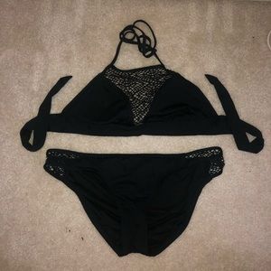 black halter swimsuit